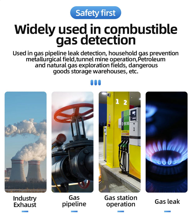 Combustible Gas Leak Detector 50000PPM 100%LEL Sound Light Alarm Flammable Natural Gas Detector Methane Alcohol Gas Analyzer