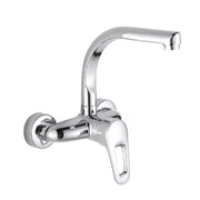 Wall Mounted Kitchen Faucet Copper Vessel Sink Vegetable Basin Tap Dual Hole Hot Cold Water Mixer Tap Swivel Spout Mop Pool Tap