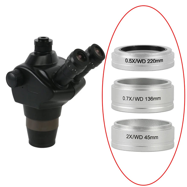 WD 0.5X 0.7X 2X Auxiliary Objective Barlow Lens M55 Interface For 0850 Trinocular Binocular Stereo Microscope Nikon SMZ645 745