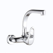 Wall Mounted Kitchen Faucet Copper Vessel Sink Vegetable Basin Tap Dual Hole Hot Cold Water Mixer Tap Swivel Spout Mop Pool Tap