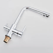 SHBSHAIMY Filter Kitchen Faucet Drinking Water Kitchen Tap Deck Mounted Dual Handles 3-Way Hot Cold Water Mixer