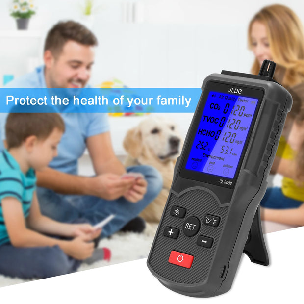 8in1 Air Quality Tester CO2 Meter Gas Analyzer CO2 Sensor TVOC Meter Carbon Dioxide Sensor Temperature Humidity Measuring Device