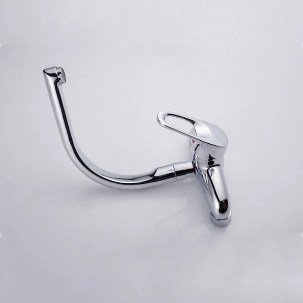 Wall Mounted Kitchen Faucet Copper Vessel Sink Vegetable Basin Tap Dual Hole Hot Cold Water Mixer Tap Swivel Spout Mop Pool Tap