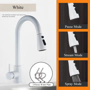 Black Pull Out Kitchen Faucet Silver Single Handle Nickel Kitchen Tap Single Hole Handle Swivel Sprayer Water Mixer Tap