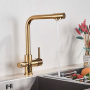 SHBSHAIMY Filter Kitchen Faucet Drinking Water Kitchen Tap Deck Mounted Dual Handles 3-Way Hot Cold Water Mixer