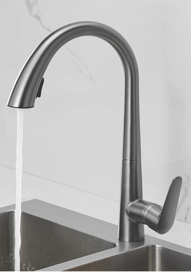 Gun Gray Pull-out Kitchen Faucet Hot And Cold Water Washbasin Sink Faucet Rotatable Retractable Black And White 60CM Pull