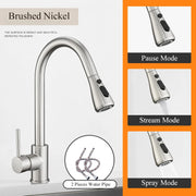 Black Pull Out Kitchen Faucet Silver Single Handle Nickel Kitchen Tap Single Hole Handle Swivel Sprayer Water Mixer Tap