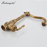 Classic Kitchen Faucets Sink Mixer Antique Carving Solid Brass Cold And Hot Water Taps 360 Degree Rotation Basin Mixer WB1222