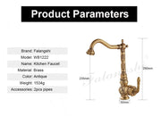 Classic Kitchen Faucets Sink Mixer Antique Carving Solid Brass Cold And Hot Water Taps 360 Degree Rotation Basin Mixer WB1222