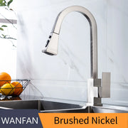 Kitchen Faucets Silver Pull Out Tap Single Hole Handle Solid Brass Black Swivel 360 Degree Water Mixer   866399R