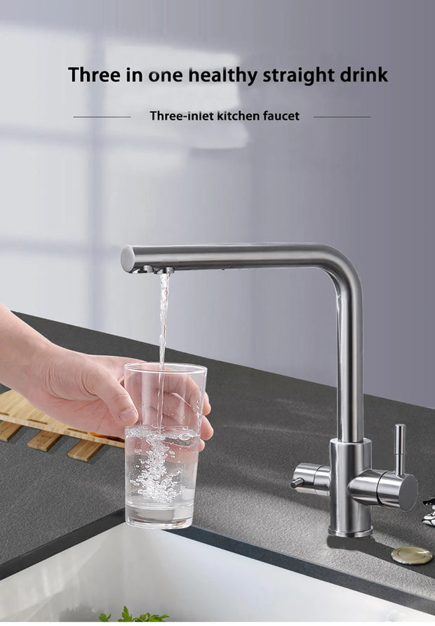 DQOK Drinking Filtered Water Kitchen Faucet Purification Tap Dual Handle Faucet Kitchen Sink Tap