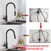 Black Kitchen Faucet Two Function Single Handle Pull Out Mixer Hot and Cold Water Taps Deck Mounted