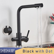 SHBSHAIMY Filter Kitchen Faucet Drinking Water Kitchen Tap Deck Mounted Dual Handles 3-Way Hot Cold Water Mixer