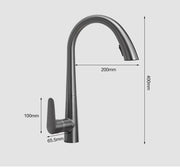 Gun Gray Pull-out Kitchen Faucet Hot And Cold Water Washbasin Sink Faucet Rotatable Retractable Black And White 60CM Pull