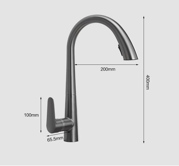 Gun Gray Pull-out Kitchen Faucet Hot And Cold Water Washbasin Sink Faucet Rotatable Retractable Black And White 60CM Pull