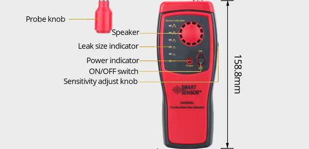 Gas Analyzer Combustible gas detector port flammable natural gas Leak Location Determine meter Tester Sound Light Alarm AS8800L