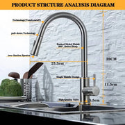 DQOK Kitchen Faucet Pull Out  Brushed Nickle Sensor Stainless Steel Black Smart Induction Mixed Tap Touch Control Sink Tap