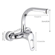 Wall Mounted Kitchen Faucet Copper Vessel Sink Vegetable Basin Tap Dual Hole Hot Cold Water Mixer Tap Swivel Spout Mop Pool Tap