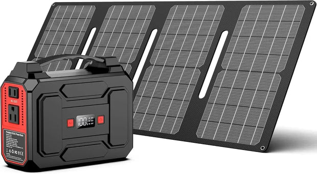 Solar Powered Generator 200W Peak/100W Rated, Portable Solar Generator Power Station, Home Use Camping Outdoor Adventure