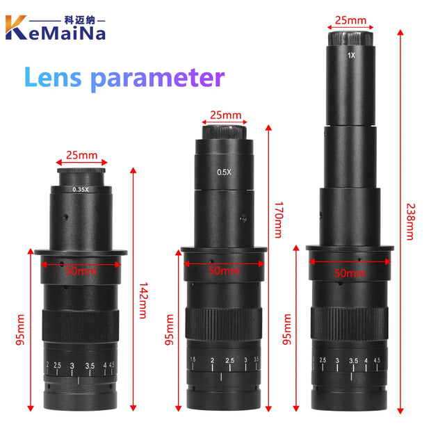 Adjustable 100X 150X 300X 600X zoom C Mount optical lens 0.7X~ 4.5x magnification 10A microscope lens