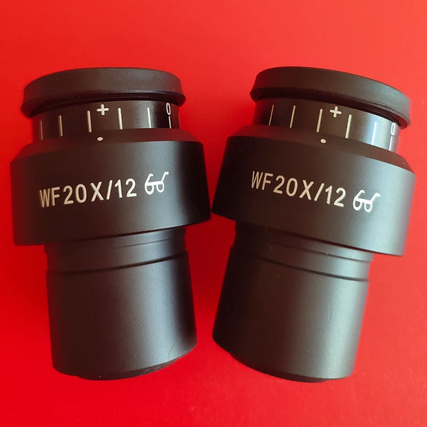 2PCS 1PCS Adjustable WF20X WF20X/12MM High Eye Point Wild Field Eyepiece For Stereo Binocular Trinocular Microscope 30MM Size