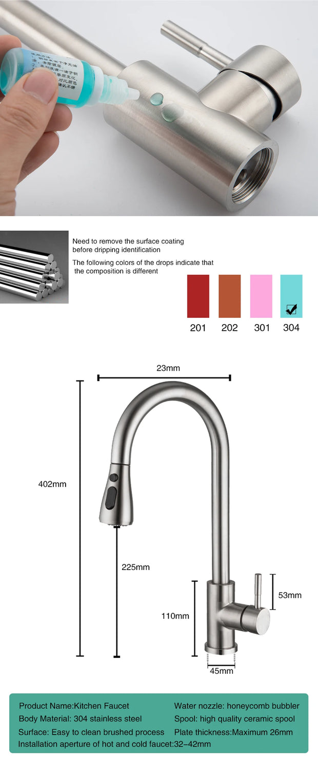 Fliger Pull Out Kitchen Faucet Gold Faucet Stainless Steel Kitchen Sink Faucets Pull Out Spout Kitchen Sink Mixer Tap