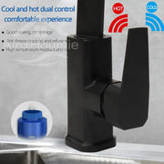 Black Kitchen Faucet Hot And Cold Water Mixer 360 Degree Rotating Vessel Sink Tap Wall Mounted for Kitchen