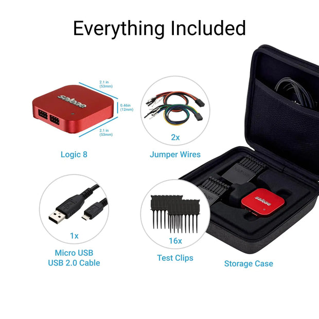 Logic 8 (Red) - Saleae 8-Channel Logic Analyzer - Compatible With Windows, Mac, Or Linux - Easy To Use, Ultra-Portable, Saves