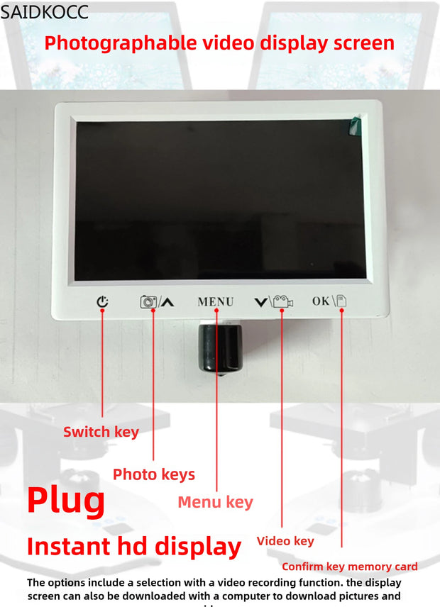 SAIDKOCC Microscope universal accessory display screen 5 inch 7 inch 10 inch built-in electronic eyepiece display screen