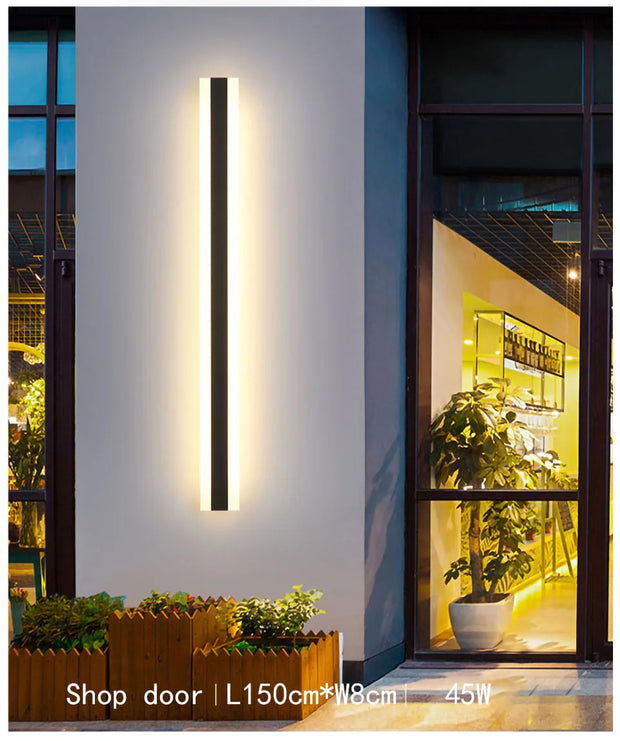 Outdoor Long Strip Rectangular Wall Light Ip65 Waterproof LED Lighting/Garden Villa Courtyard Modern Interior Decoration 85-265V