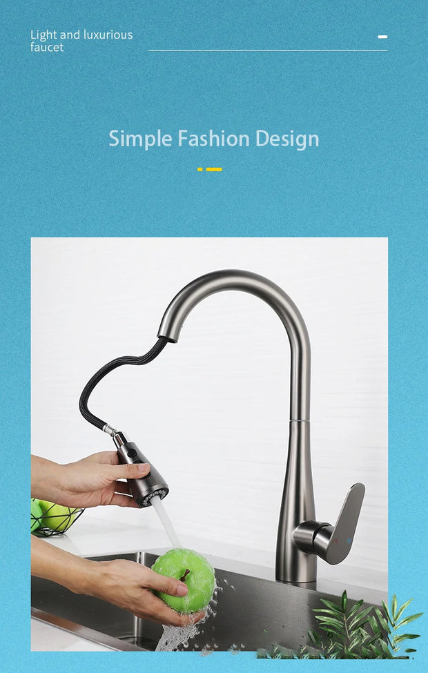 Fliger Pull Out Kitchen Faucet Gold Faucet Stainless Steel Kitchen Sink Faucets Pull Out Spout Kitchen Sink Mixer Tap