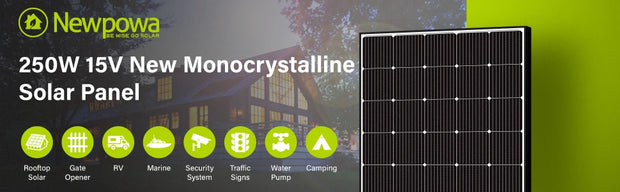 250W Solar Panel Monocrystalline for 12V 24V Norminal System with High-Efficiency Voltage  15V Cells Works Best wit