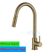 Smart Digital Touch Kitchen Mixer Tap Brushed Pull Out Kitchen Faucet Hot Cold Water Tap Sensor Touch Digital Kitchen Faucet