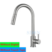 Smart Digital Touch Kitchen Mixer Tap Brushed Pull Out Kitchen Faucet Hot Cold Water Tap Sensor Touch Digital Kitchen Faucet