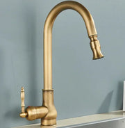 Antique Pull Out Kitchen Faucet Brass Sink Faucet Mixer Tap 360 degree rotation torneira cozinha mixer taps Kitchen Tap