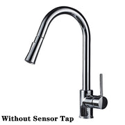 White Sensor Pull Down Kitchen Faucets Hot and Cold Touch Stainless Steel Kitchen Faucets Mixer Home Sensor Touch Kitchen Taps