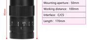 Adjustable 100X 150X 300X 600X zoom C Mount optical lens 0.7X~ 4.5x magnification 10A microscope lens