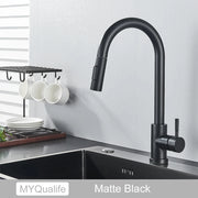 Black Kitchen Faucet Two Function Single Handle Pull Out Mixer Hot and Cold Water Taps Deck Mounted