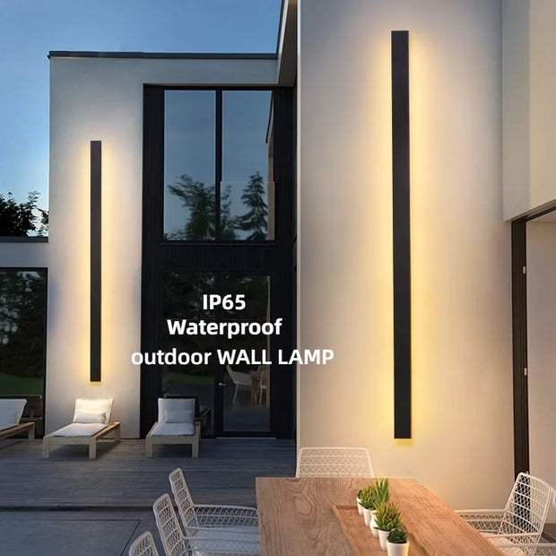 Long Strip Outdoor Wall Lamp Exterior Wall Ip65 Waterproof Modern LED Lighting Garden Villa Balcony Wall Washer 85-265V Dimmable