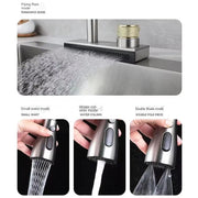 Kitchen 304 Stainless Steel Pull-out Waterfall Single Hole Faucet Dishwashing Basin Cold and Hot Rotatable Mixer Tap