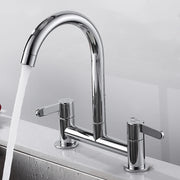 Modern Double Lever Sink Faucet Two Hole Mixing Faucet Brass Bathroom Faucet Filter Kitchen Two Seat Elbow Faucet