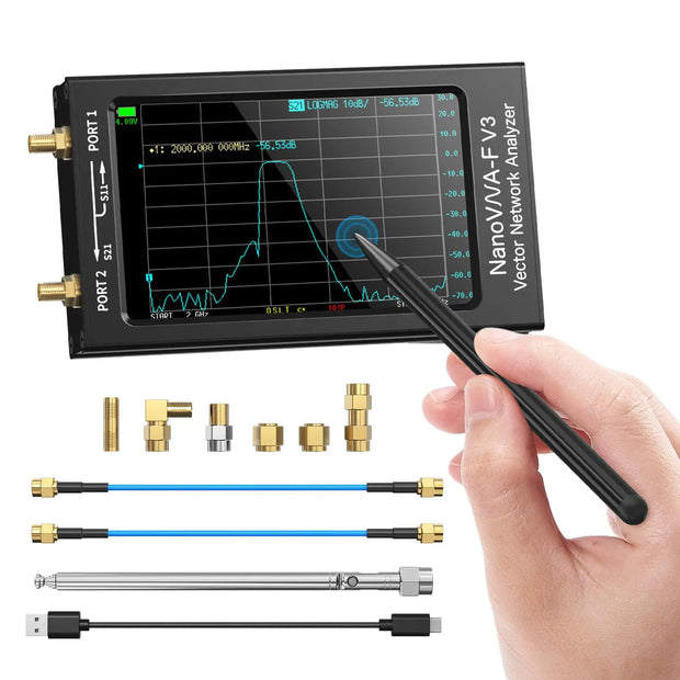 NanoVNA-F V3 Vector Network Analyzer 1MHz-6GHz 4.3 Inch HF VHF UHF VNA Antenna Analyzer Measuring S-Parameter Voltage SWR,Phase