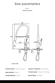 AITANA Luxury Brass Gun Grey Kitchen Faucet Touch Switch Design with Cold and Hot Dual Control Magnetic Sink Simple Mixer