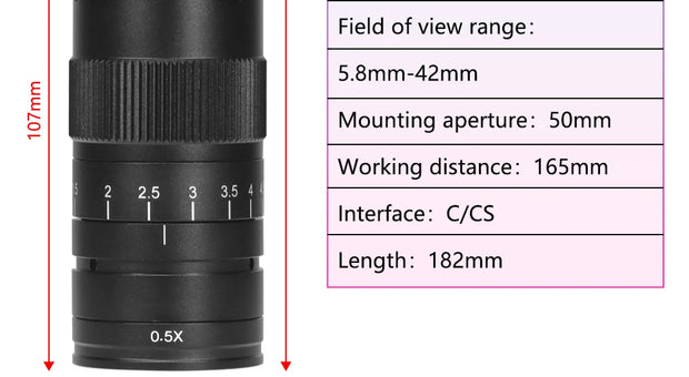 Adjustable 100X 150X 300X 600X zoom C Mount optical lens 0.7X~ 4.5x magnification 10A microscope lens