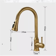 Antique Pull Out Kitchen Faucet Brass Sink Faucet Mixer Tap 360 degree rotation torneira cozinha mixer taps Kitchen Tap