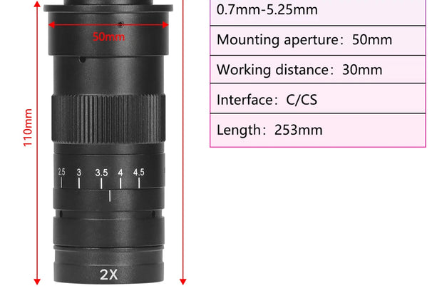 Adjustable 100X 150X 300X 600X zoom C Mount optical lens 0.7X~ 4.5x magnification 10A microscope lens