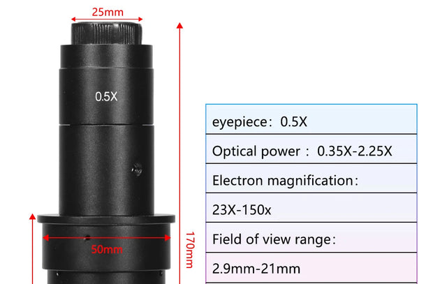 Adjustable 100X 150X 300X 600X zoom C Mount optical lens 0.7X~ 4.5x magnification 10A microscope lens