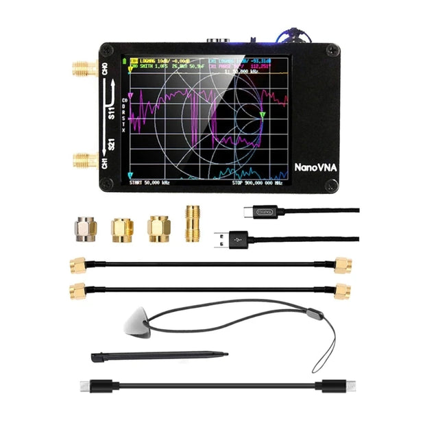 NanoVNA Tester 50KHz-1.5GHz Standing Shortwave MF-HF VHF-UHF Antenna Analyzer with Card Slot Built-in DropShipping