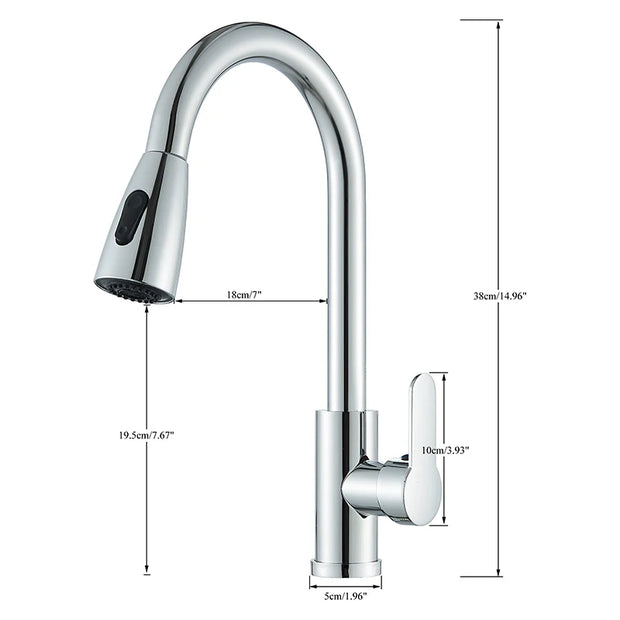 Wanmivezlo Kitchen Faucets Pull Out Kitchen Tap Cold Hot Water Tap Single Handle Mixer Tap Deck Mounted Crane Swivel Spray Tap