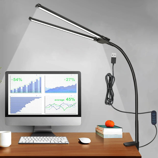 Xiaomi Mijia Double Head LED Desk Lamp Dimmable PC Monitor Light USB Table Reading Eye Protection Lights with Clamp Swing Arm